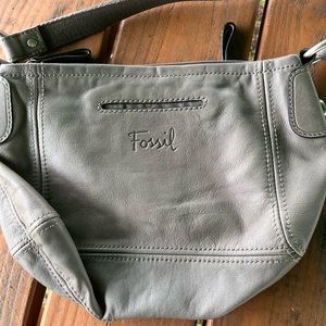 FOSSIL GREY LEATHER SMALL BAG, good condition